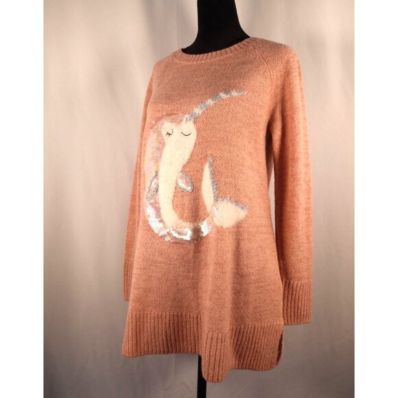 Lauren Conrad Women's Narwhal Sweater Pink Sequin Embellished Knit Size Small - Picture 4 of 16